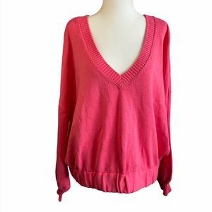 Abound Magenta V Neck Sweater Top Women’s Size XL